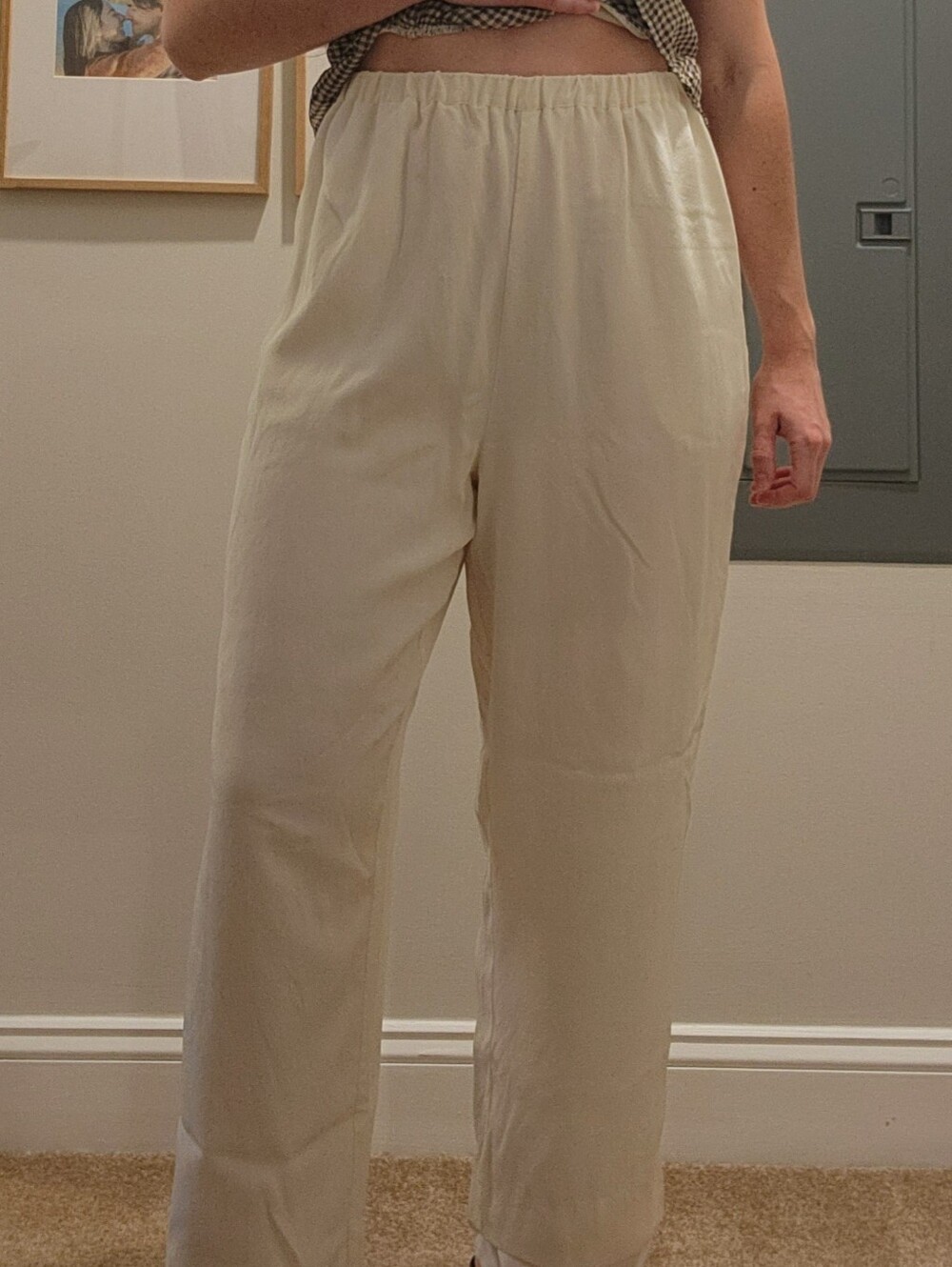 Vintage Bob Mackie 100% Silk Cream Pants | Minimalist Wide Leg Elastic Waist